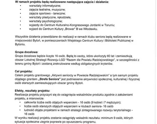 Strefa Seniora w Bytoniu: nowy projekt dla osób 60+