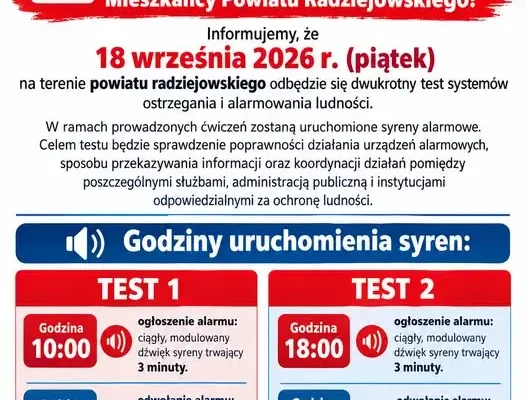 Powiat radziejowski: dwukrotny test syren alarmowych