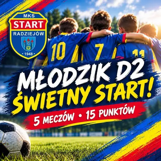 Młodzik D2 Start Radziejów nie zwalnia tempa – komplet punktów po pięciu kolejkach