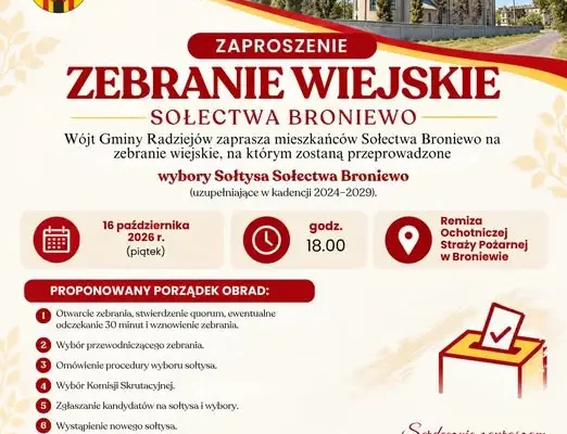 Broniewo: uzupełniające wybory sołtysa już 16 października