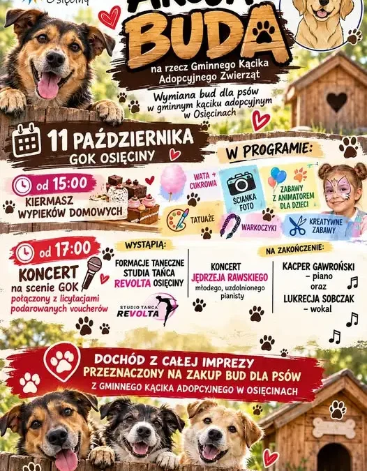 Akcja Buda w Osięcinach – charytatywny festyn dla psów z gminnego kącika adopcyjnego