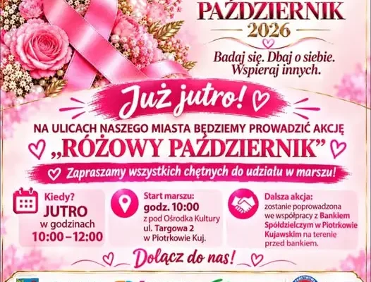 Różowy Marsz w Piotrkowie Kujawskim – wspólny krok dla zdrowia