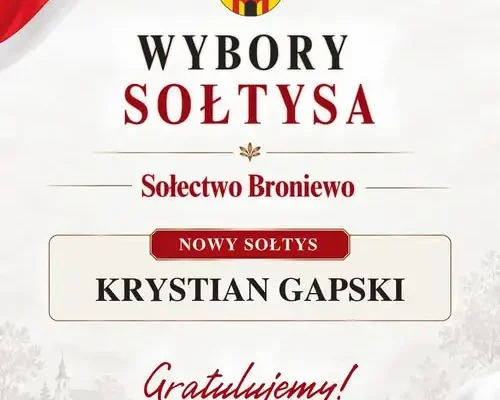 Krystian Gapski nowym sołtysem Broniewa w gminie Radziejów