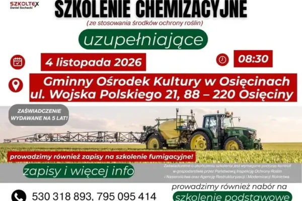 Szkolenie chemizacyjne dla rolników w gminie Osięciny – 4 listopada