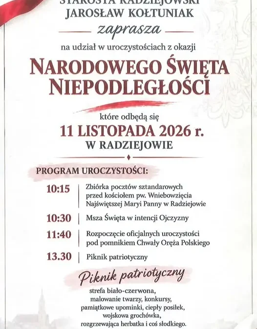 Radziejów uczci 108. rocznicę odzyskania niepodległości – znamy program obchodów