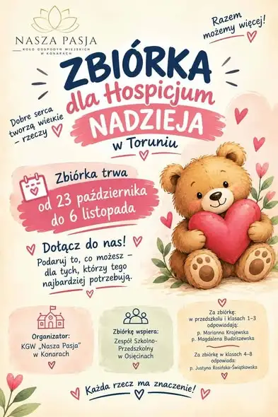 Zbiórka charytatywna dla Hospicjum Nadzieja w Toruniu – dołącz do akcji!