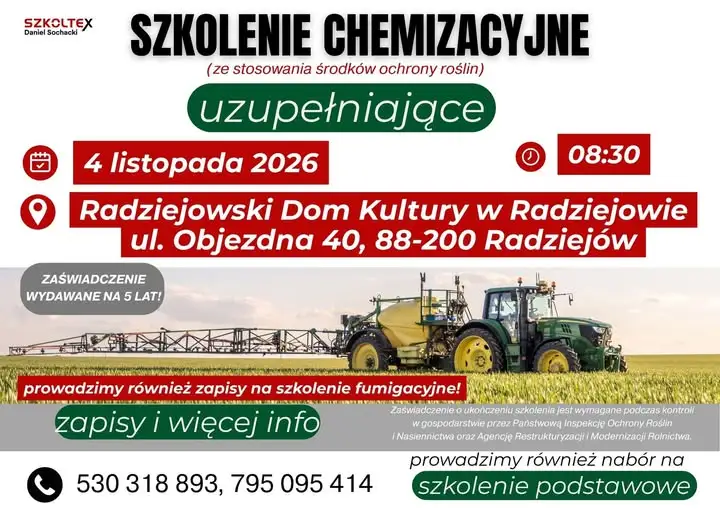 Szkolenie chemizacyjne w Radziejowie – 4 listopada 2026