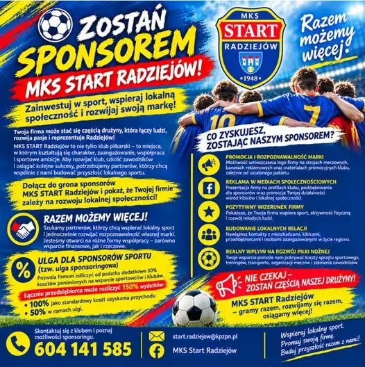 MKS Start Radziejów szuka sponsorów. Klub kusi ulgą podatkową